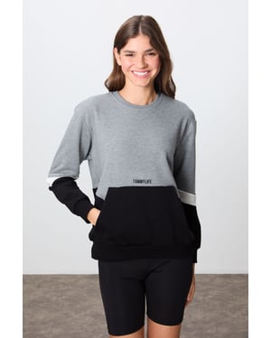 Overmaatse Kleurgebroken Crew Neck Sweatshirt