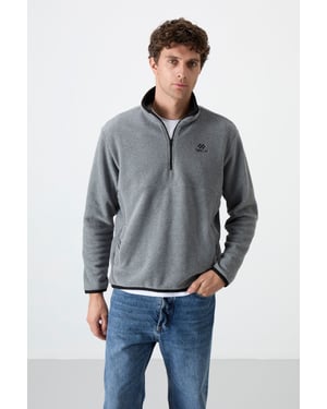Men's Slim Fit Half-zip Plush Sweatshirt