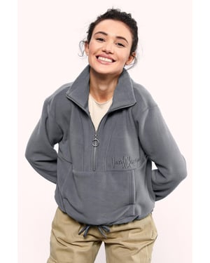 Oversized Half-zip Plush Sweatshirt