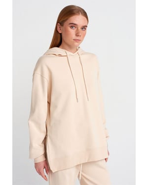 Överdimensionerad bomullszippar hoodie-tröja