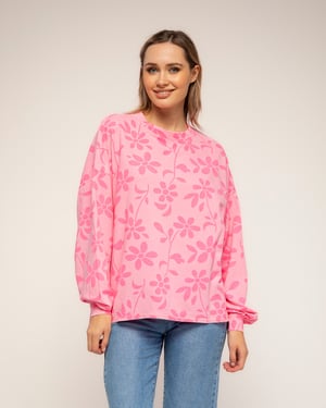 Långärmad sweatshirt med blommigt mönster