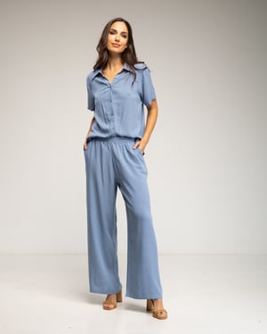 Set van overhemd con korte mouwen en elastische broek met zakken