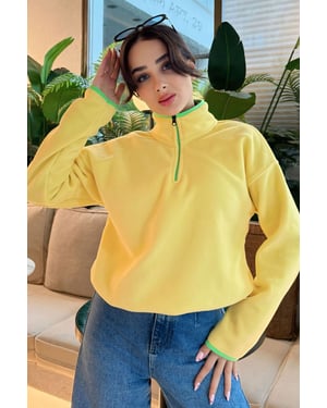 Oversized Pluchen Halfsip Sweatshirt