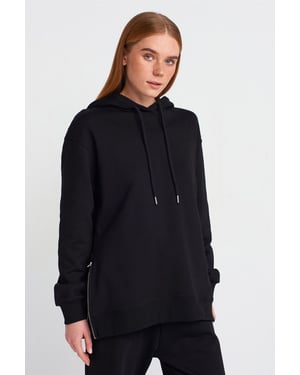 Oversized Cotton Zip-Front Hooded Sweatshirt