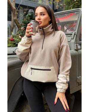 Oversized Pluche Half-Zip Sweatshirt
