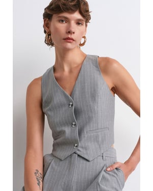 Women's Striped Cropped Waistcoat