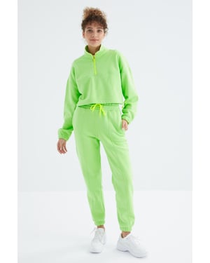 Överdimensionerad Fleece Sweatshirt och Byxor Set