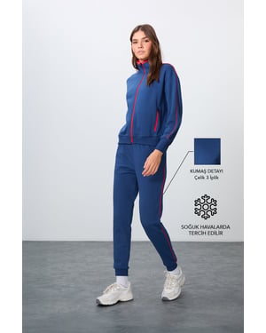 Oversized Sweatshirt en Broek Set met Ritskraag
