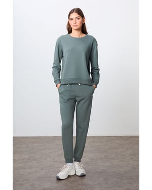 Oversized Katoenen-Polyester Sweatshirt en Broek Set
