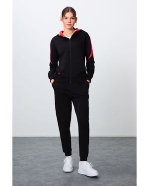 Oversized huva zip sweatshirt och byxset
