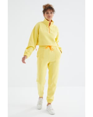 Överdimensionerad fleece sweatshirt och byxor set