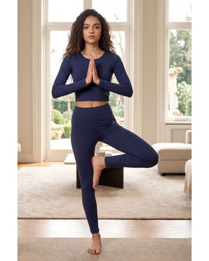 Topp med kort ärm och leggings i bomull och elastan