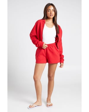 Deep Hem Zip Through Bomber Short Tracksuit