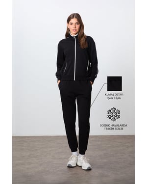 Oversized sweatshirt met ritssluiting en bijpassende broek set