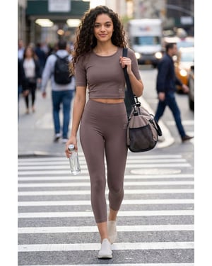 Dames Katoenen Slim-fit Actieve Set