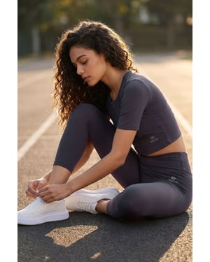 Dames Katoenen Slim-fit Actieve Set