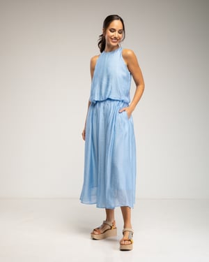 Midi-rok met elastische taille en verschillende lagen