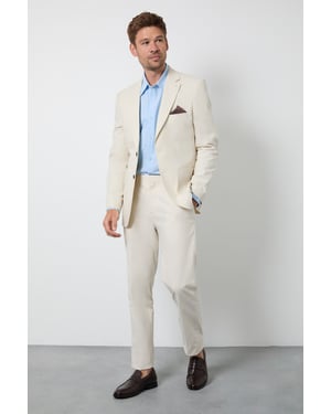 Natural Linen Slim Fit Suit Trousers