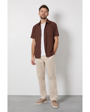 Beige Pleat Front Straight Fit Chino Trousers