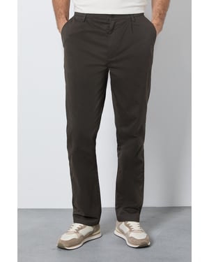Dark Khaki Pleat Front Straight Fit Chino