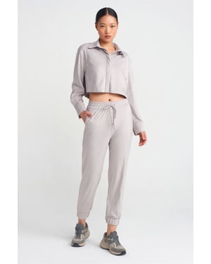 Faux Suede Joggingbyxor