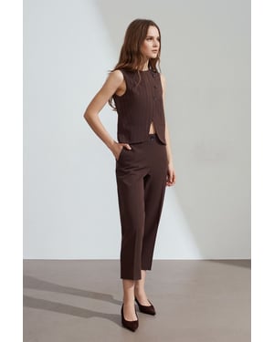 Dames Hoge Taille Capri Broek met Ceintuurlint