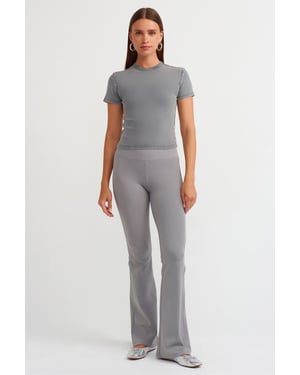 Dames Hoge Taille Geribbelde Flared Broek