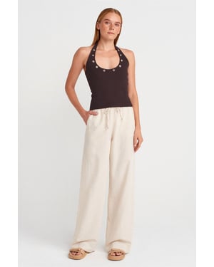 Brede-Leg Linnenmix Broek