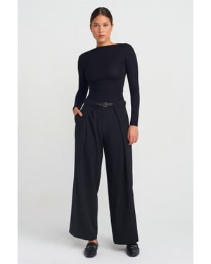 Vrouwen Wijde-Leg Crepe Broek met Riem