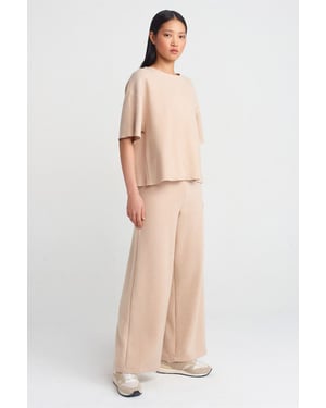 Dames Hoge Taille Wijde Pijpen Gebreide Broek