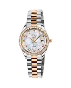 GV2 Women's Turin Swiss Diamond IPRG Stainless Steel Mother of Pearl Dial Watch