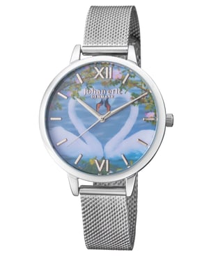 Johan eric: knopsvane ss watch with photo dial and silver mesh strap