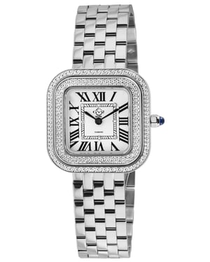 GV2 Bellagio Women's Swiss Made Diamond Watch, Silver-White Dial, 316L Stainless Steel Bracelet