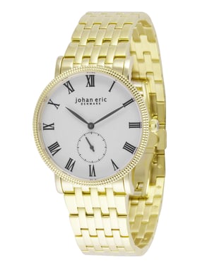 Johan eric holstebro men's watch, yellow gold case, white dial, yellow gold bracelet