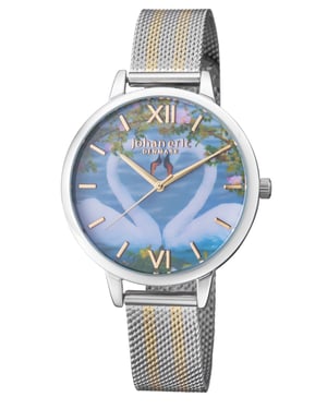 Johan eric: knoppsvane sswatch with photo dial and ss/gold mesh strap