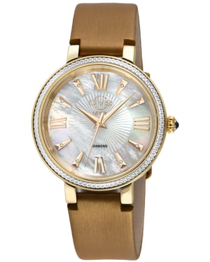 GV2 Women's Genoa 12532S Swiss Quartz Mother of Pearl Diamond Beige Leather Watch