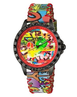 Rebel Womens Dumbo Red Dial Leather Watch