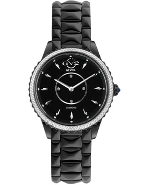 GV2 Siena Women's Swiss Quartz Diamond Black Dial Stainless Steel Watch