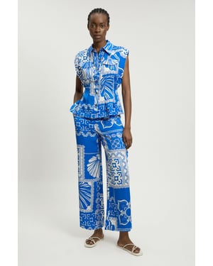 Premium Viscose Linen Printed Woven Straight Leg Trouser