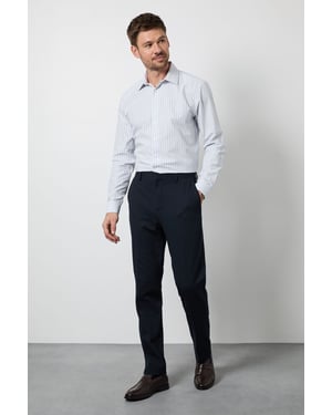 Navy Textured Slim Fit Trouser