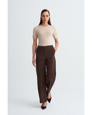 Hoge Taille Wijde Pijpen Nep Suède Broek