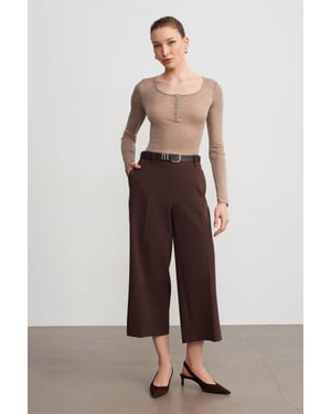 Hoog-Waisted Ceintuur Crepe Culottes