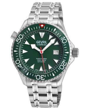 Gevril Men's Hudson Yards Swiss automatic Sellita SW200 green dial Stainless steel watch