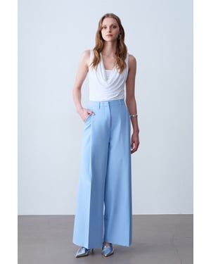 High-Waist Wide-Leg Crepe Trousers