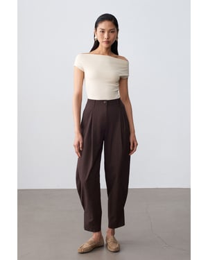 Dames Hoge Taille Wijde Broek van Poplin