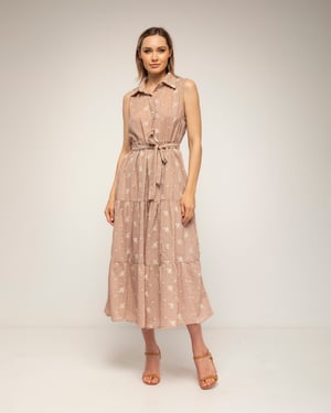 Midi-blousejurk met borduursels