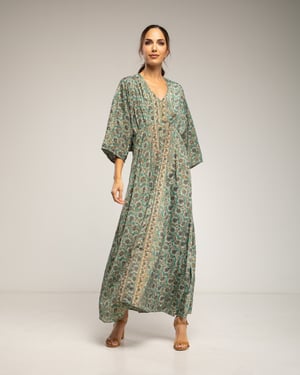 Maxi-jurk met print, V-hals en elastische taille