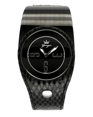 Yonger and Bresson: Black Dial Black Band Watch