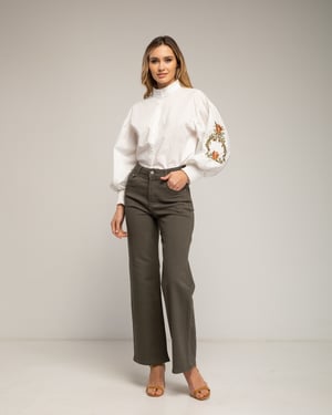 Basic wide leg jeans met een hoge taille.