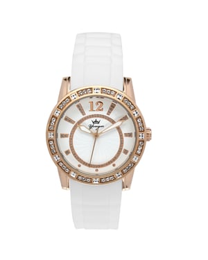 Yonger and Bresson: White Leather Watch with Rose Gold Bezel